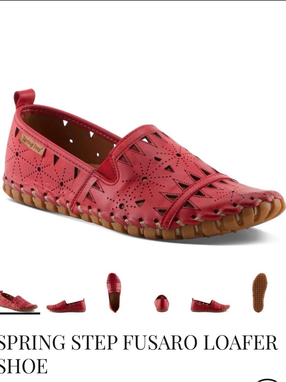 Spring Step Fusaro Red Perforated Leather Loafer